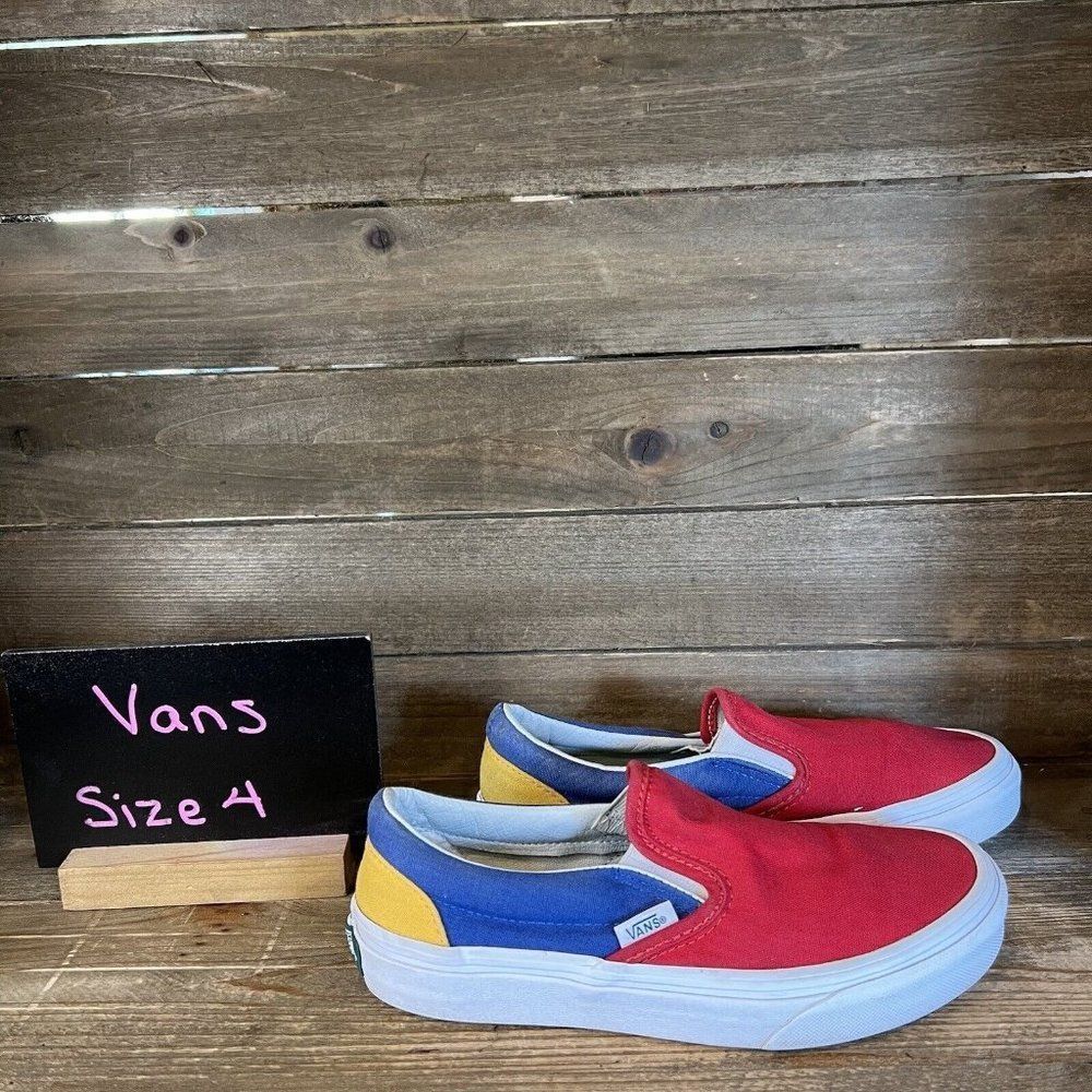 Womens Vans Classic Slip-On ColorBlock Skateboarding Sneakers Shoes Size 5.5 GUC